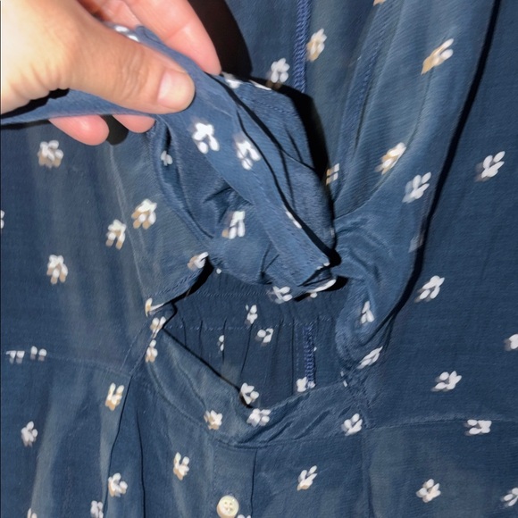 Faithfull the Brand Dark Teal Midi Dress with White Floral Pattern - Picture 4 of 7